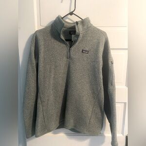 Patagonia Greenish gray Zip Up Sweater with Cozy Fleece
